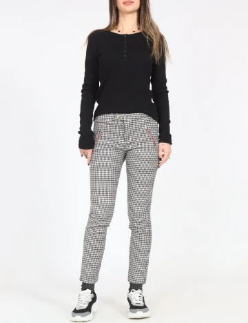 Pantaloni Zara, negru/alb