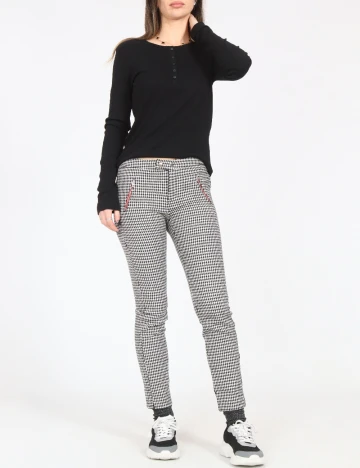 Pantaloni Zara, negru/alb