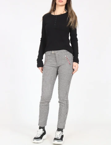 Pantaloni Zara, negru/alb
