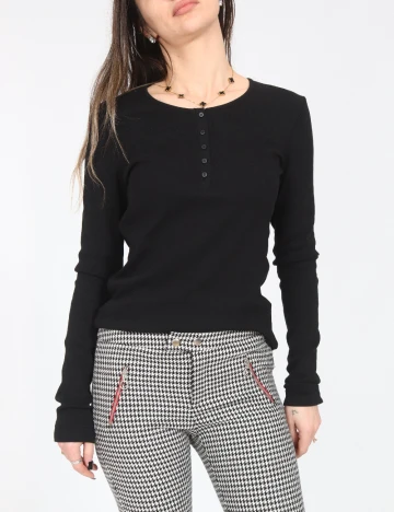 Pantaloni Zara, negru/alb