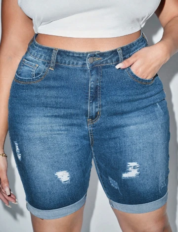 Pantaloni scurti SHEIN CURVE, albastru