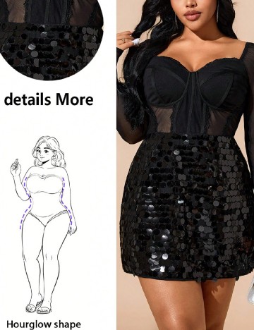 Rochie scurta SHEIN CURVE, negru