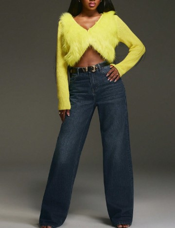 Cardigan SHEIN, galben neon