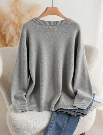 Pulover SHEIN CURVE, gri