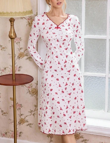 Rochie de noapte SHEIN, alb/roz