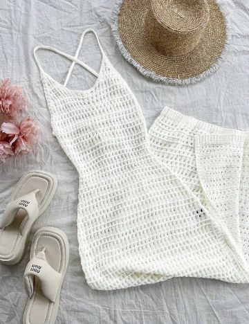 Rochie de plaja SHEIN, ecru