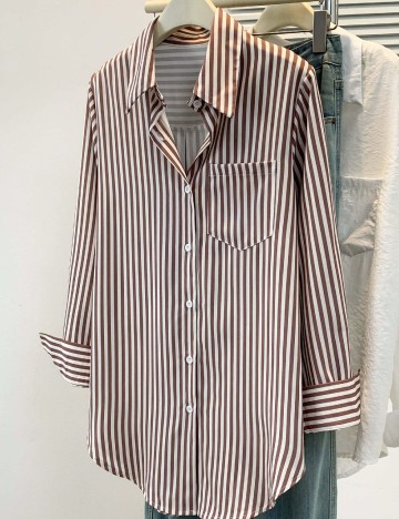 
						Camasa SHEIN, alb/maro