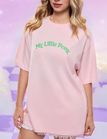 
						Tricou Oversize SHEIN, roz