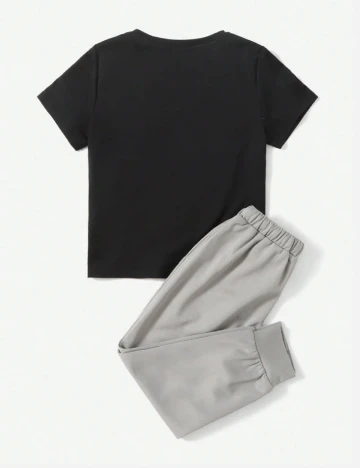 Compleu Shein Kids, negru/gri