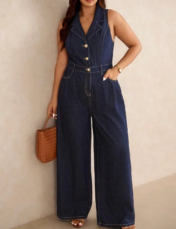 Salopeta SHEIN CURVE, bleumarin