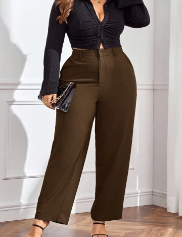 Pantaloni SHEIN CURVE, maro