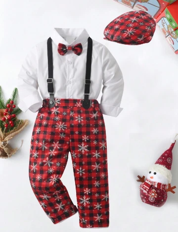 Compleu Shein Kids, alb/rosu