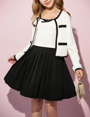 Compleu Shein Kids, alb/negru