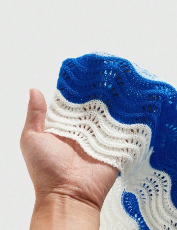 Cardigan Romwe, alb/albastru