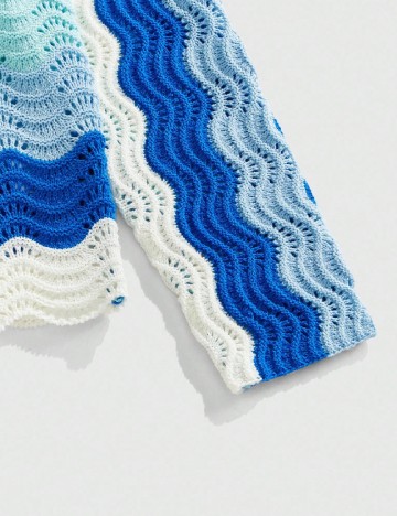 Cardigan Romwe, alb/albastru