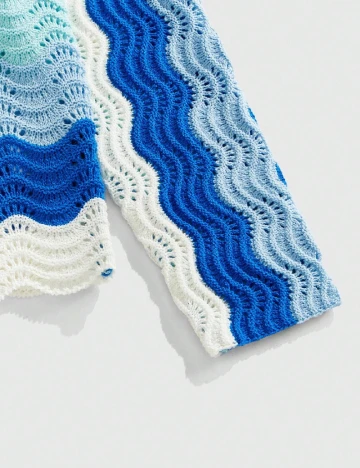 Cardigan Romwe, alb/albastru