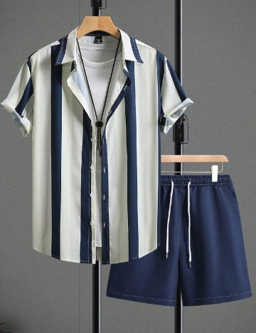 
						Compleu SHEIN, ecru/bleumarin