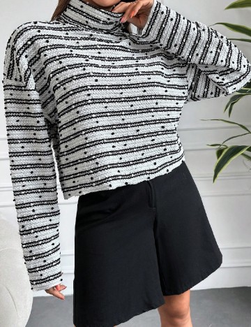 Bluza SHEIN, alb/negru