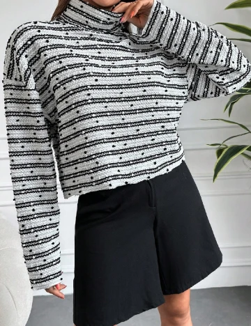 Bluza SHEIN, alb/negru