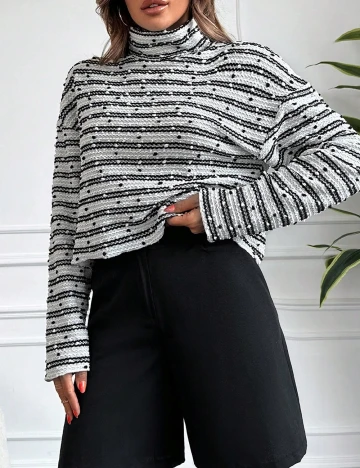 Bluza SHEIN, alb/negru