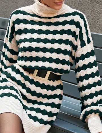 Rochie scurta SHEIN, ecru/verde