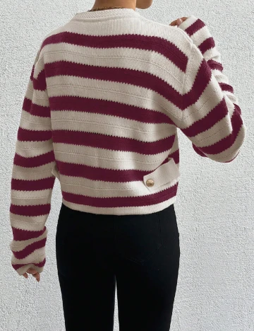 Cardigan SHEIN, alb/visiniu