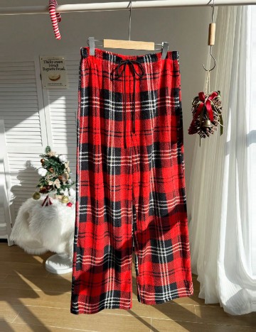 Pantaloni de pijama SHEIN CURVE, rosu