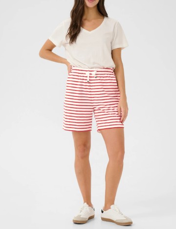 
						Pantaloni scurti Cream, alb/rosu