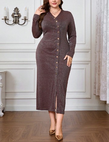 Rochie medie SHEIN CURVE, maro
