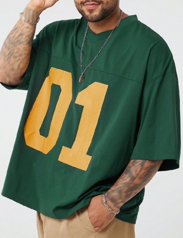 Tricou SHEIN Plus Size Men, verde