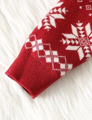 Pulover Shein Kids, rosu/alb