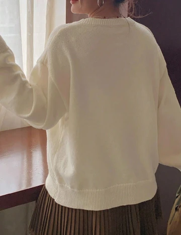 Pulover Dazy Plus Size, ecru