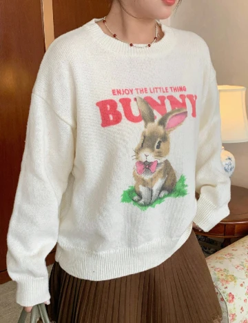 Pulover Dazy Plus Size, ecru