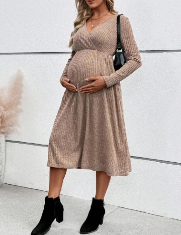 Rochie medie SHEIN Maternity, maro