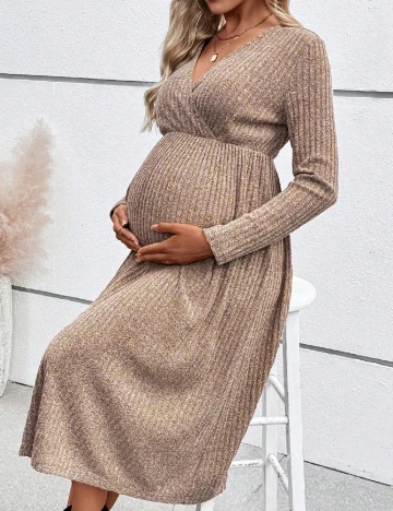 Rochie medie SHEIN Maternity, maro