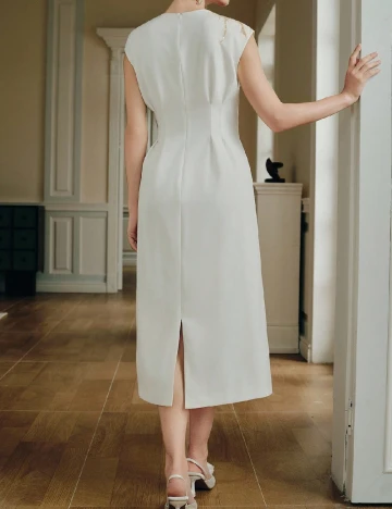 Rochie medie Anewsta, alb