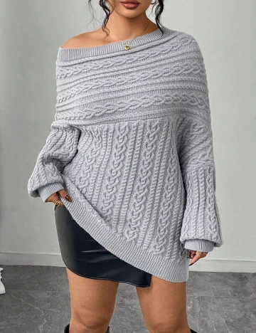 Pulover SHEIN CURVE, gri