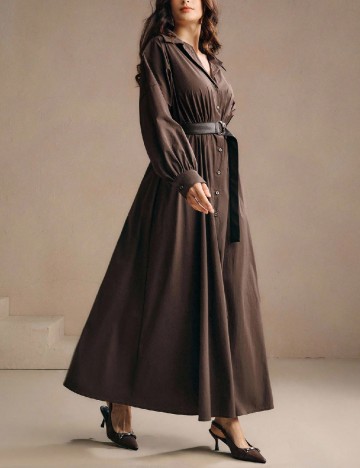 Rochie medie Anewsta, maro