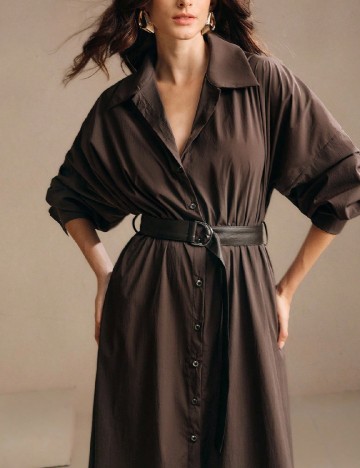 Rochie medie Anewsta, maro