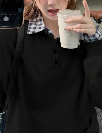 Pulover Oversize Dazy, negru