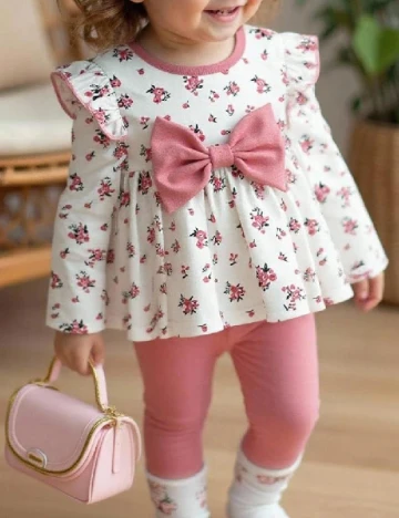 Compleu Shein Kids, alb/roz