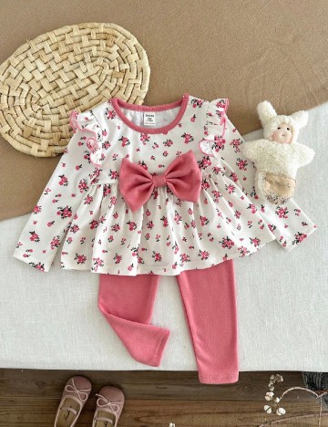 Compleu Shein Kids, alb/roz