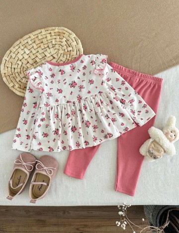 Compleu Shein Kids, alb/roz