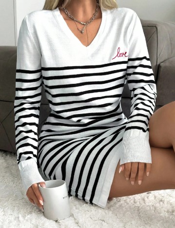 Rochie scurta SHEIN, alb/negru