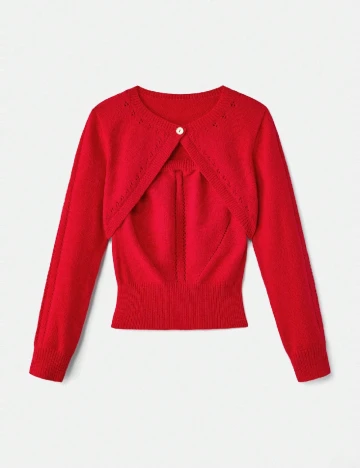 Set Cardigan si Top SHEIN, rosu