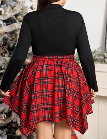 Rochie scurta SHEIN CURVE, negru/rosu