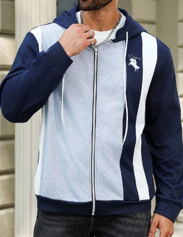 Hanorac SHEIN Plus Size Men, albastru/gri