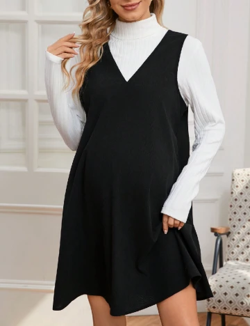 Rochie scurta SHEIN Maternity, negru/alb