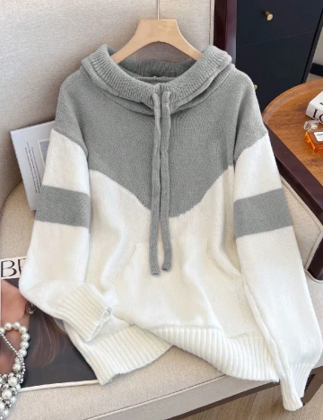 Hanorac SHEIN, gri/alb