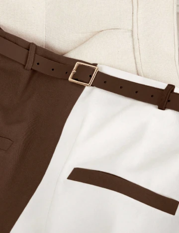 Fusta SHEIN CURVE, maro/alb